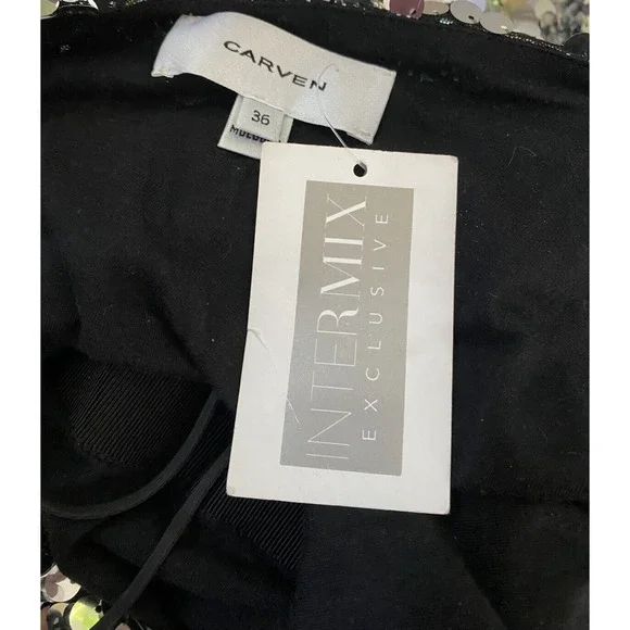 NWT Carven Sequin Dress One Shoulder Silver Metallic Asymmetric Sheath 3… - Picture 11 of 14